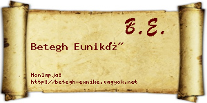 Betegh Euniké névjegykártya